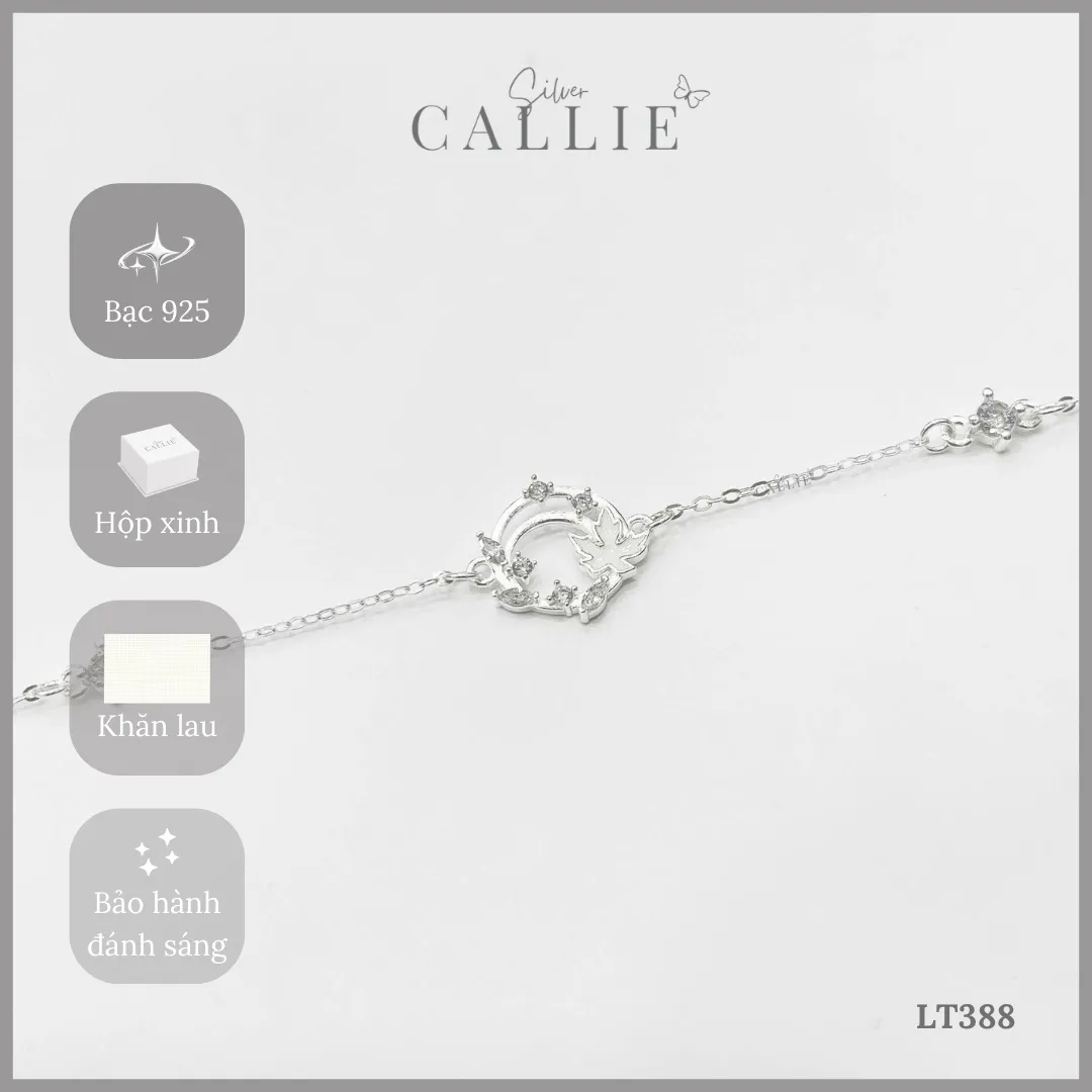 LT388 - Lắc tay bạc Callie Silver vòng tròn lá phong - Hình ảnh 11