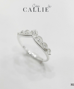 N1127 - Nhẫn bạc Callie Silver Vương Miện Viền Bi