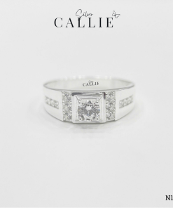 Alternative view of N1128 - Nhẫn bạc nam Callie Silver đá chủ ô vuông đa tầng đính đá