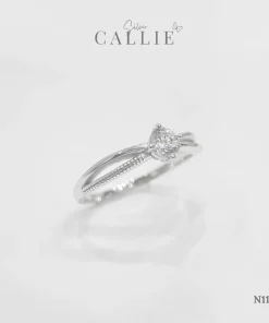 Alternative view of N1129 - Nhẫn Bạc Thiết Kế Callie Silver 1 Viên Chủ Đai Chéo Hoạ Tiết Chấu Bi