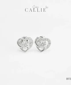 BT285 - Bông tai bạc thiết kế Callie Silver trái tim xi kim
