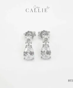 BT288 - Bông tai bạc Callie Silver xi kim giọt nước