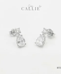 Alternative view of BT288 - Bông tai bạc Callie Silver xi kim giọt nước