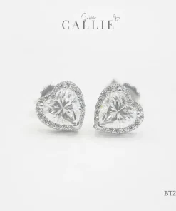 BT289 - Bông tai bạc Callie Silver xi kim trái tím đính đá