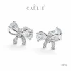 BT291 - Bông tai bạc Callie Silver Nơ Đính Đá Xi Kim