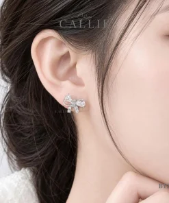 Alternative view of BT291 - Bông tai bạc Callie Silver Nơ Đính Đá Xi Kim