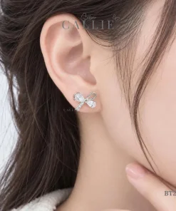 Alternative view of BT292 - Bông tai bạc Callie Silver nơ đính đá xi kim
