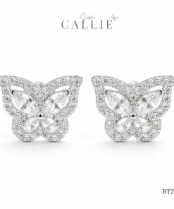 BT293 - Bông tai bạc Callie Silver bươm bướm đính đá xi kim