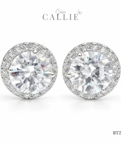 BT294 - Bông tai bạc Callie Silver Halo 5li xi kim