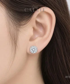 Alternative view of BT294 - Bông tai bạc Callie Silver Halo 5li xi kim