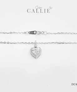 Alternative view of DC429 - Dây chuyền bạc Callie Silver xi kim trái tim đính đá