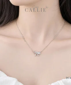 Alternative view of DC433 - Dây chuyền bạc Callie Silver nơ đính đá xi kim