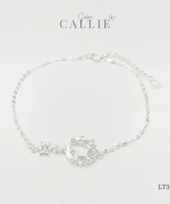 LT390 - Lắc tay bạc Callie Silver Bướm Đính Đá Hồng