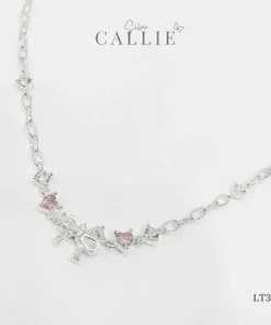 Alternative view of LT393 - Lắc tay bạc Callie Silver Nơ Đính Đá Và Tim Hồng Xi Kim