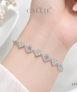 Alternative view of LT395 - Lắc tay bạc Callie Silver cỏ 4 lá đính đá