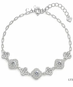 LT395 - Lắc tay bạc Callie Silver cỏ 4 lá đính đá