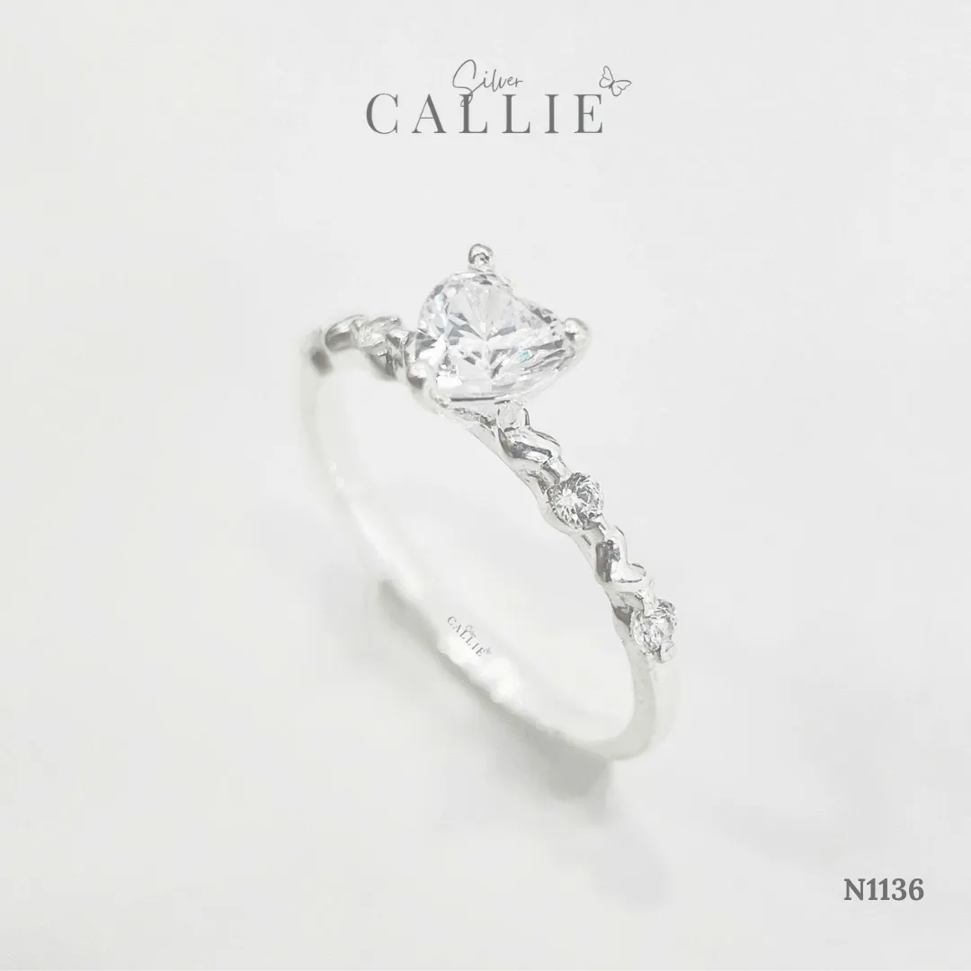 N1136 - Nhẫn Bạc Callie Silver Sweet Heart Solitaire