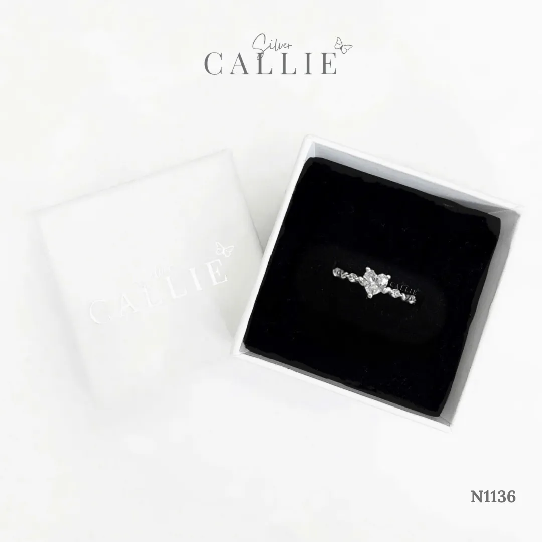 N1136 - Nhẫn Bạc Callie Silver Sweet Heart Solitaire - Hình ảnh 8