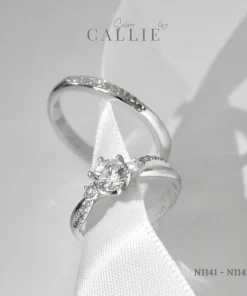 Alternative view of N1141 - N1142: Nhẫn bạc thiết kế Callie Silver Xoắn Đính Đá