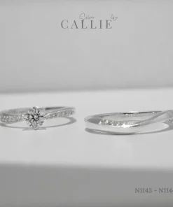 N1143 - N1144: Nhẫn Bạc Thiết Kế Callie Silver Đai Xoắn Đính Đá