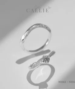 Alternative view of N1143 - N1144: Nhẫn Bạc Thiết Kế Callie Silver Đai Xoắn Đính Đá