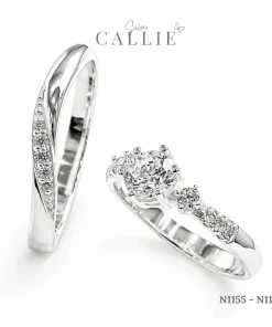 Alternative view of N1155 - N1156: Nhẫn bạc thiết kế Callie Silver Curved Trilogy
