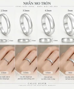Alternative view of N1158 - Nhẫn bạc thiết kế Callie Silver Bo Trơn Bảng 3li