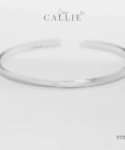 Alternative view of VT226 - Vòng tay bạc Callie Silver xi kim trơn xoắn 1 đường cát