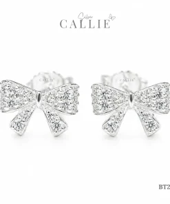 BT295 - Bông tai bạc Callie Silver Nơ Đính Đá
