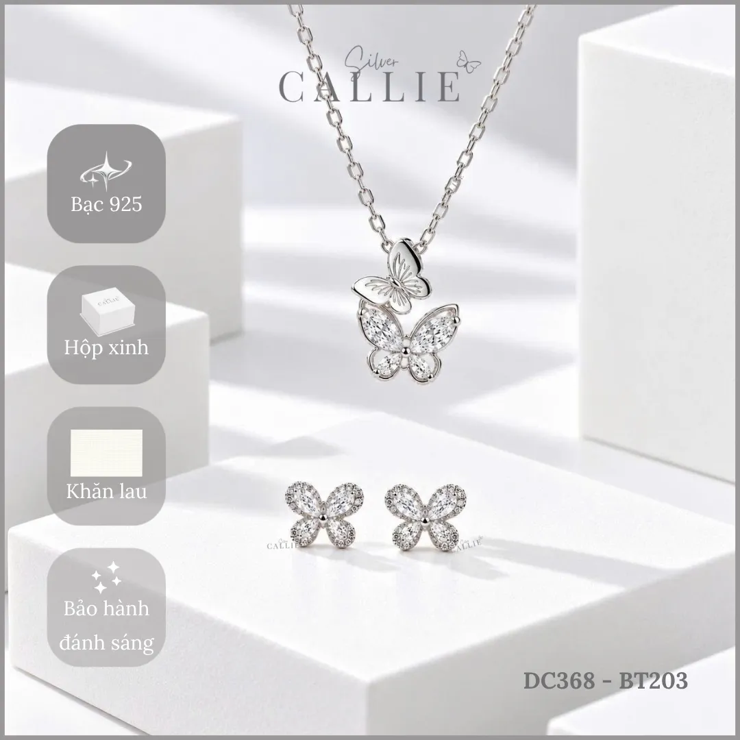 Set Quà Bướm Callie Silver Trang Sức Bạc Cao Cấp 20/10 - Hình ảnh 8