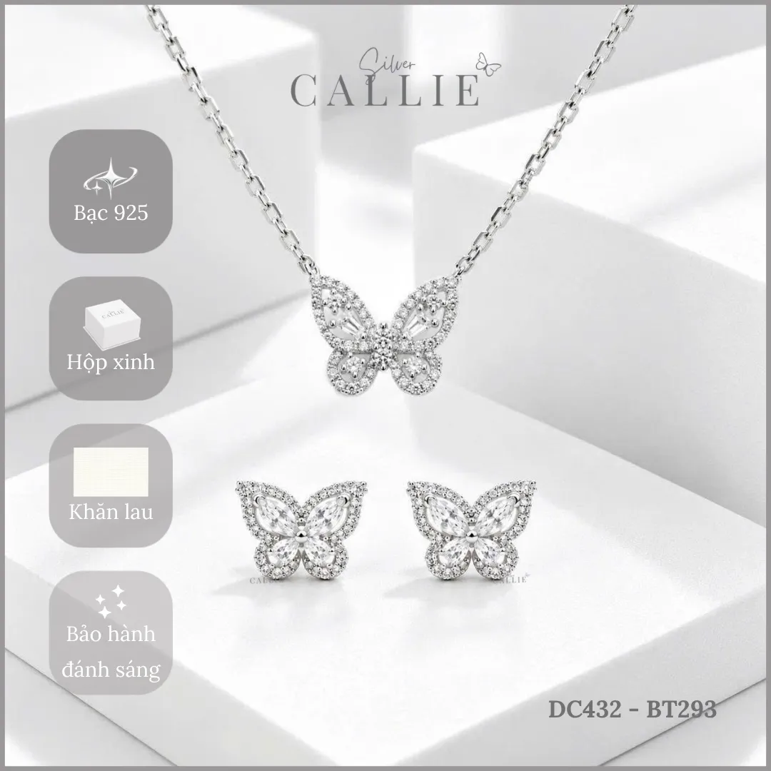 Set Quà Bướm Đính Đá Callie Silver Trang Sức Bạc Cao Cấp 20/10 - Hình ảnh 7