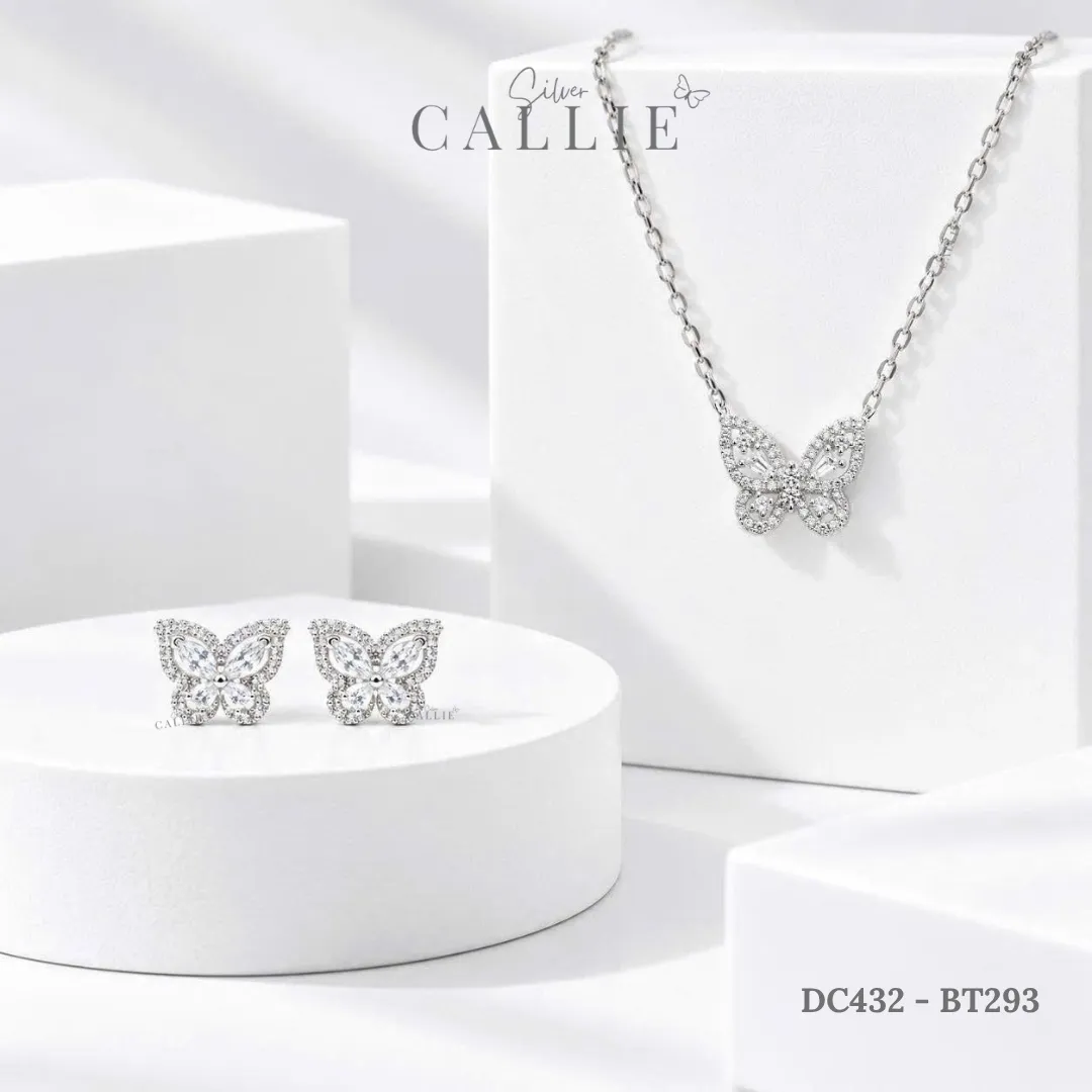 Set Quà Bướm Đính Đá Callie Silver Trang Sức Bạc Cao Cấp 20/10 - Hình ảnh 2