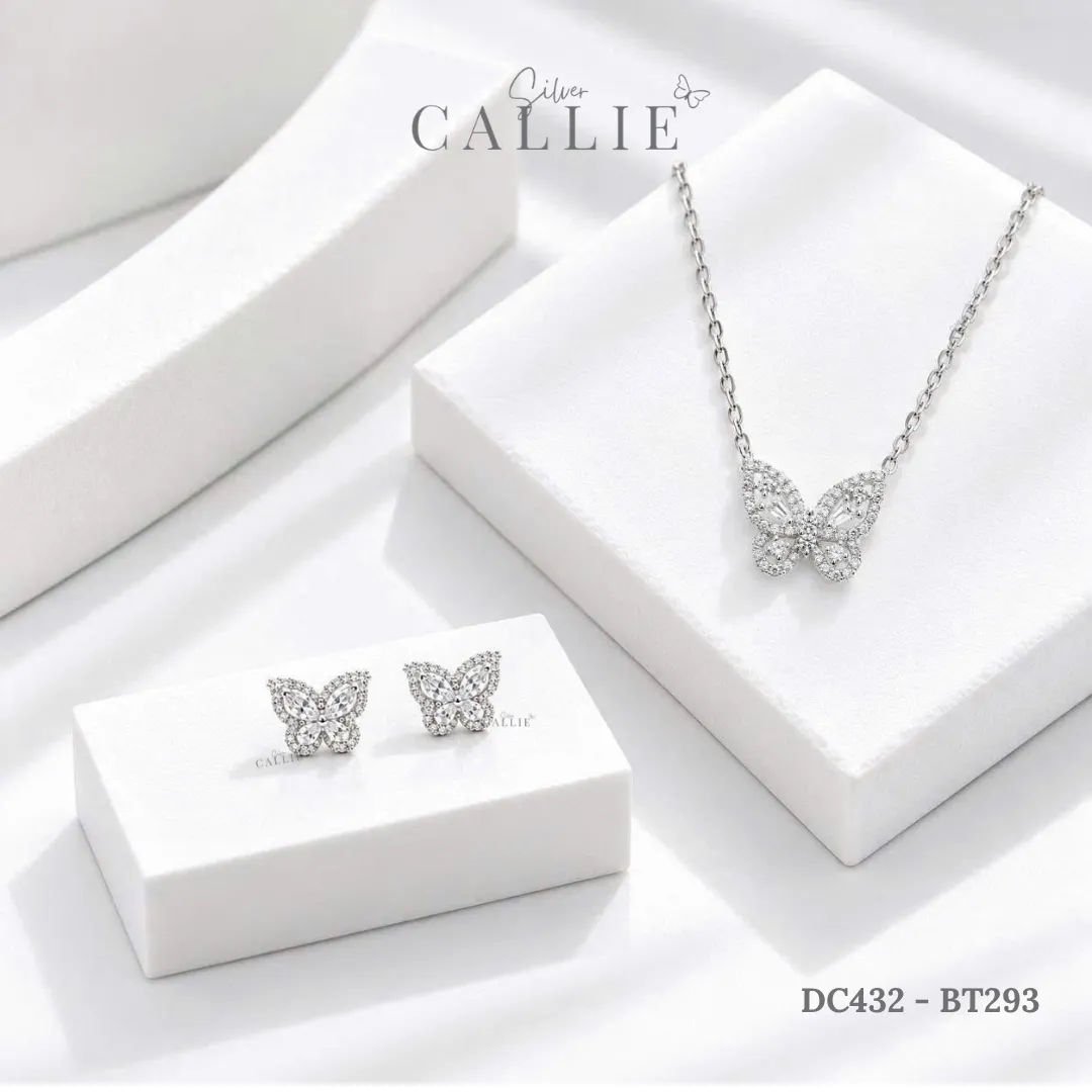 Set Quà Bướm Đính Đá Callie Silver Trang Sức Bạc Cao Cấp 20/10 - Hình ảnh 3