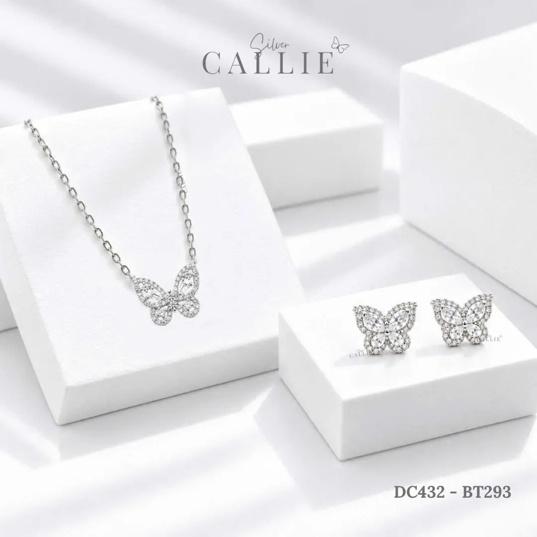 Set Quà Bướm Đính Đá Callie Silver Trang Sức Bạc Cao Cấp 20/10 - Hình ảnh 5