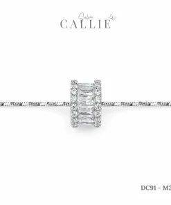 Alternative view of DC91 - M218: Dây Chuyền Bạc Callie Silver Xi Kim Trụ Tròn Full Đá Baguette Và Đá Tròn