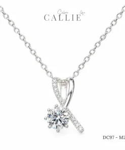 DC97 - M214: Dây chuyền bạc Callie Silver Đá Chủ Tròn 6 Chấu Dáng Uốn Lượn