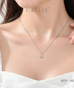 Alternative view of DC97 - M214: Dây chuyền bạc Callie Silver Đá Chủ Tròn 6 Chấu Dáng Uốn Lượn