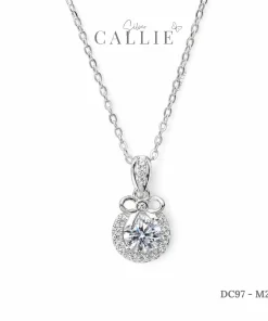 DC97 - M215: Dây chuyền bạc Callie Silver Mặt Tròn Và Nơ Đính Đá
