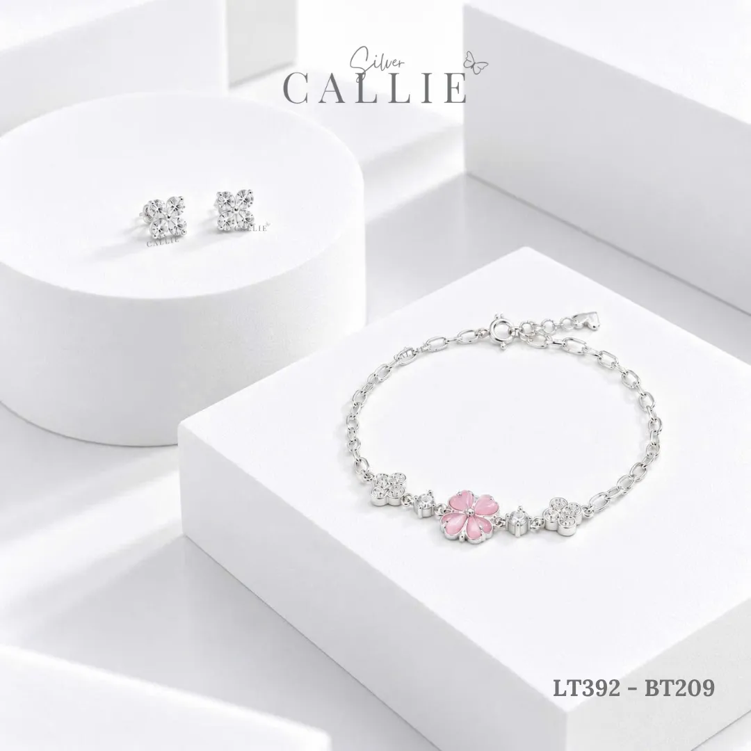 Set Quà Cỏ 4 Lá Hồng Callie Silver Trang Sức Bạc Cao Cấp 20/10 - Hình ảnh 2
