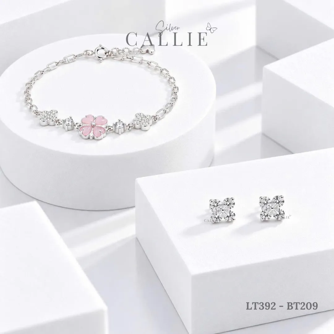 Set Quà Cỏ 4 Lá Hồng Callie Silver Trang Sức Bạc Cao Cấp 20/10 - Hình ảnh 4