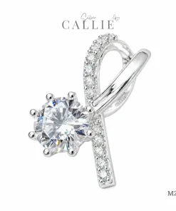 M214 - Mặt dây bạc Callie Silver Đá Chủ Tròn 6 Chấu Dáng Uốn Lượn
