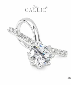 Alternative view of M214 - Mặt dây bạc Callie Silver Đá Chủ Tròn 6 Chấu Dáng Uốn Lượn