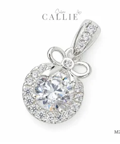 M215 - Mặt dây bạc Callie Silver Mặt Tròn Và Nơ Đính Đá