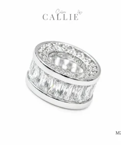 Alternative view of M217 - Mặt Dây Bạc Callie Silver Xi Kim Trụ Tròn Viền Đá Halo