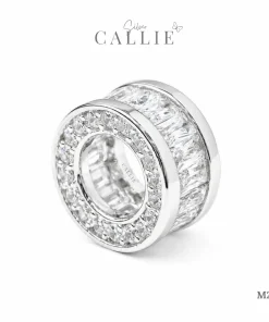 M217 - Mặt Dây Bạc Callie Silver Xi Kim Trụ Tròn Viền Đá Halo