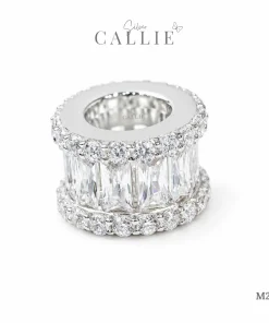 Alternative view of M218 - Mặt Dây Bạc Callie Silver Xi Kim Trụ Tròn Full Đá Baguette Và Đá Tròn