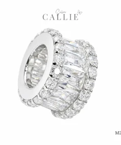 M218 - Mặt Dây Bạc Callie Silver Xi Kim Trụ Tròn Full Đá Baguette Và Đá Tròn