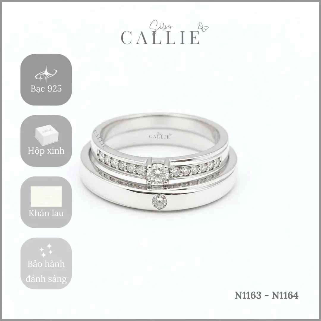 N1163 - N1164: Nhẫn bạc thiết kế Callie Silver Đai Chéo - Image 9