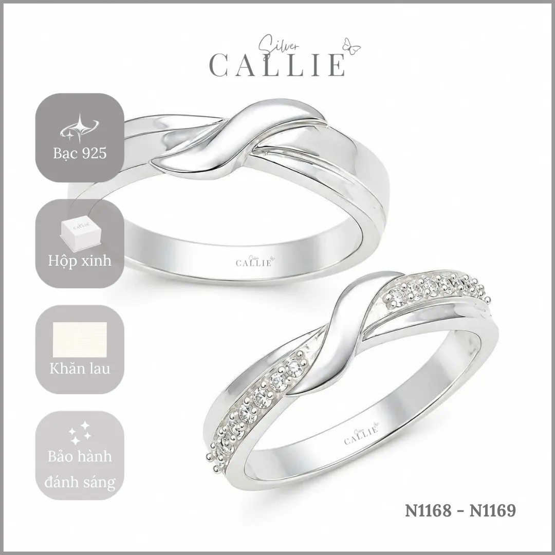 N1168 - N1169: Nhẫn bạc Callie Silver Xoắn Chéo - Image 10